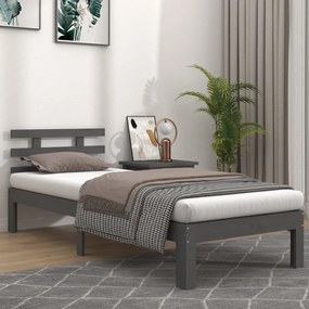vidaXL Estrutura de cama 100x200 cm madeira maciça cinzento
