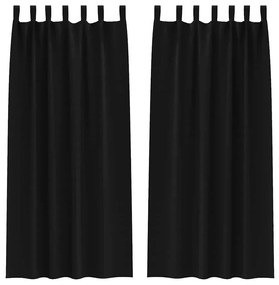 Cortinas com cortinas 2 pcs Preto 245 x 140 cm Poliéster