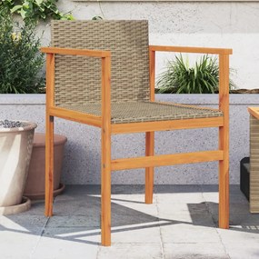 vidaXL Cadeiras de jardim 2 pcs vime PE/madeira maciça bege