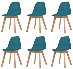 Cadeiras de jantar 6 pcs plástico turquesa