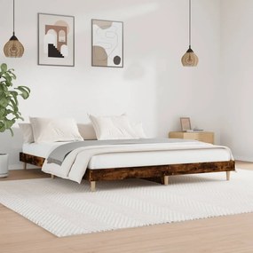 Estrutura de cama sem colchão 160x200 cm carvalho fumado