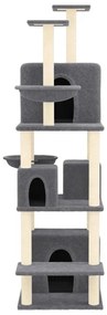 Árvore p/ gatos c/ postes arranhadores sisal 180cm cinza-escuro