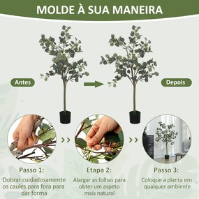 Eucalipto Artificial 150 cm Planta Artificial Decorativa Grande Árvore Artificial de Interior com 230 Folhas Verde