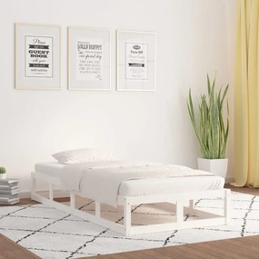 Estrutura de cama 90x200 cm madeira maciça branco