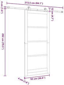 Porta Deslizante com Conjunto de Hardware 'ORKDAL'Branca Madeira Maciç