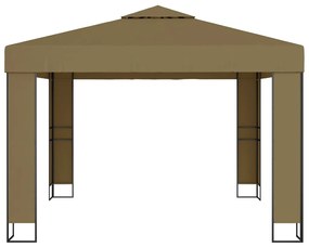 Gazebo c/ telhado duplo 3x3x2,7m 180 g/m² cinzento-acastanhado