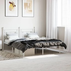 374390 vidaXL Estrutura de cama com cabeceira 150x200 cm metal branco