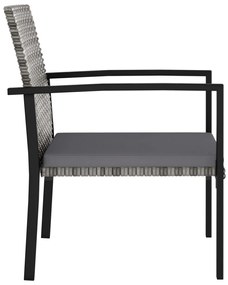 9 pcs conjunto de jantar para jardim vime PE cinzento