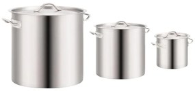 51680 vidaXL 3 pcs conjunto de panelas 50/21/6 L aço inoxidável