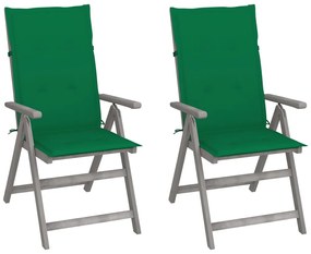 vidaXL Cadeiras jardim reclináveis c/ almofadões 2 pcs acácia maciça
