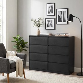Cómoda, armário de arrumação, com 8 gavetas, para quarto, 40 x 119,4 x 97,5 cm, estilo moderno, preta