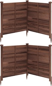 Biombos de privacidade para exterior 119 x 119 cm, 4 painéis com estacas metálicas, para ar condicionado e caixote do lixo de jardim, Castanho