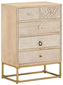 vidaXL Cómoda 55x30x76 cm madeira de mangueira maciça e ferro