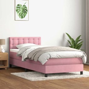 Cama com molas/colchão 80x220 cm veludo rosa