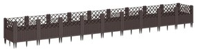 Vaso/floreira jardim c/ estacas 363,5x43,5x43,5 cm PP castanho