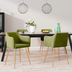 vidaXL Cadeiras de jantar 4 pcs veludo verde-claro