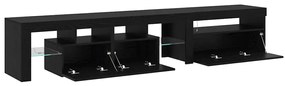 Armários para TV vidaXL 2 pcs com Luzes LED Carvalho Preto Madeira Eng