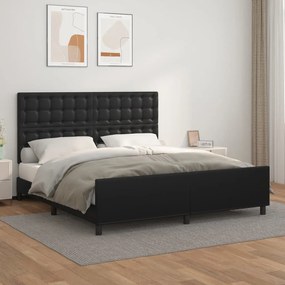 vidaXL Estrutura cama c/ cabeceira 160x200 cm couro artificial preto