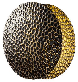 Lâmpada de Parede Yosma - Preto e Dourado - 21cm x 21cm x 15cm