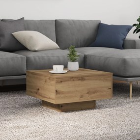 Mesa de Centro vidaXL com Luzes LED Carvalho Artesanal 55x55x31 cm