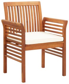 vidaXL Cadeiras de jantar p/ jardim com almofadões 4 pcs acácia maciça