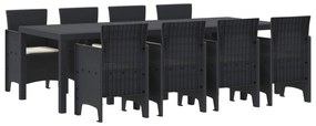 vidaXL Conjunto de Jantar para Jardim 9 pcs Antracite Rattan Polt