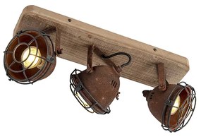 Projetores industriais castanho ferrugem com madeira inclinável 3-luzes - Gina Industrial