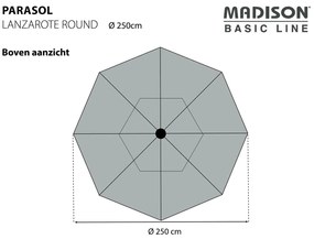 Madison Guarda-sol Lanzarote 250 cm redondo cinzento-acastanhado
