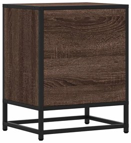 Mesa de cabeceira carvalho castanho 40x31x50 cm madeira e metal