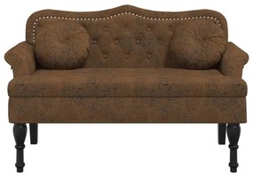 Banco c/ almofadões 120,5x65x75 cm camurça artificial castanho
