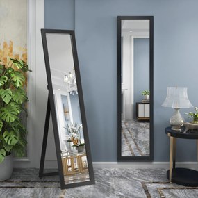 Espelho de parede com moldura de madeira para a entrada da sala de estar do quarto 37 x 50 x 155 cm Preto