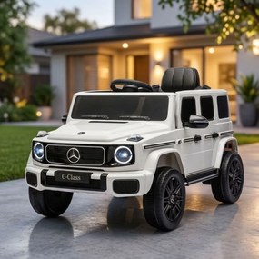 Carro elétrico Crianças 3 a 7 anos Mercedes-Benz 12V G580 Bateria Lìtio, controlo Remoto Branco