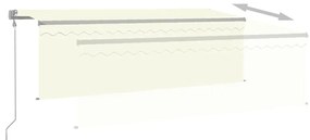 Toldo automático c/ estore/LED/sensor de vento 4x3 m cor creme