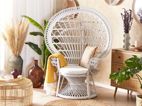 Poltrona pavão de rattan branca EMMANUELLE Beliani
