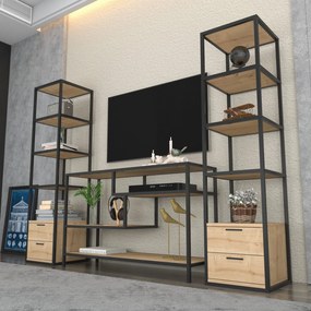 Unidade de TV Robbins – Preto Carvalho – 198 cm x 39 cm x 160 cm