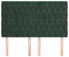 Cabeceira de cama 4 pcs veludo 80x7x78/88 cm verde-escuro