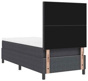 Cama Box Spring com Colchão e Luz LED Cinza Escuro 80x200 cm Tecido Ca