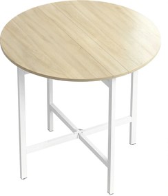 HOMCOM Mesa de jantar dobrável, mesa dobrável redonda de 80 cm com estrutura de aço, para 2-4 pessoas, aparência de madeira natural | Aosom Portugal