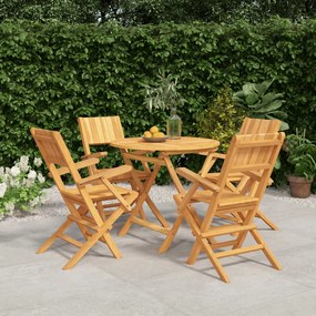 vidaXL 5 pcs conjunto de jantar p/ jardim madeira de teca maciça