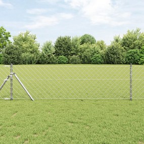 vidaXL Cerca de Corrente com 7 Postes 0.8x10 m Aço Galvanizado