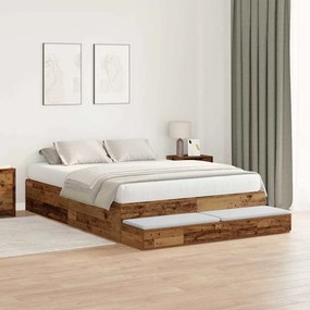 vidaXL Estrado de Cama Madeira Velha 140x200 cm