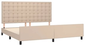 Estrutura cama cabeceira 200x200 cm couro artificial cappuccino