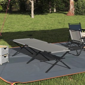 Cama de Sol Dobrável com Bolsa de Transporte Cinza 600D Tecido Oxford