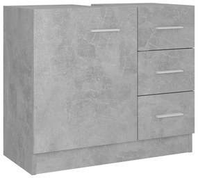Armário de lavatório 63x30x54 cm contraplacado cinzento cimento