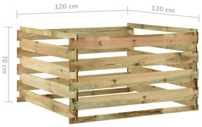 Caixa de compostagem ripada 120x120x70 cm pinho impregnado