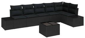 Conjunto de Sofá de Jardim 7 peças com almofadas bege em rattan sintét