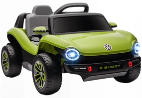 Carro Elétrico para Crianças Volkswagen E-Buggy Bateria 12V com Controlo Remoto 2,4 G Faróis LED Música USB 98x56,5x47 cm Verde