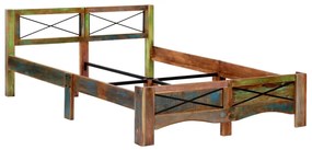 Estrutura de cama madeira recuperada maciça 140x200 cm