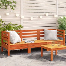 vidaXL Sofá de 3 lugares para jardim pinho maciço castanho-mel
