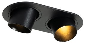 Foco embutido redondo preto inclinável GU10 35mm 2-luzes - Installa